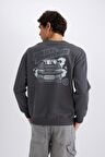 DeFacto Fast & Furious Boxy Fit Bisiklet Yaka Sırt Baskılı Kalın Sweatshirt E1115AX25SPAR104