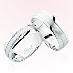 Harem Altın Beyaz Şeritli Taşlı Altın Alyans 4803