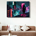 Neon Şehir - Gece Manzarası Anime Kanvas Tablo