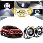 Renault Clio 4 Uyumlu, Universal Mercekli Led Angel Sis Farı, 76mm Beyaz Renk