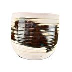 Ev Dekorasyon Aksesuar Yeşil Sırlı Terrakota Toprak Saksı Saksılık Salon Çiçeklik 19 CM