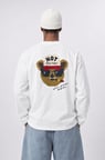 Erkek Teddy Baskılı Oversize Long Sleeve Ekru