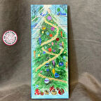 Uretti - Belkıs 8188 - El Yapımı Yılbaşı Ağacı Temalı Kanvas Tablo - 10 x 25 cm