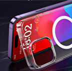 iPhone 14 için Kılıf Kamera Korumalı Magsafe Wireless Şarj Özellikli Şeffaf Kılıf