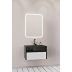 Sable 65 Cm Siyah Lavabolu Banyo Dolabı - Siyah Beyaz