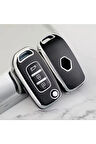 Renault Express Van Sustalı Anahtar Kılıfı Siyah-Silver