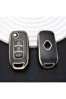 Renault Kadjar Sustalı Anahtar Kılıfı Siyah-Gold