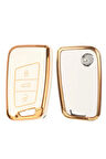 Skoda Kodiaq Beyaz-Gold Anahtar Kılıfı