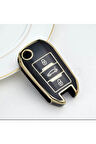Peugeot 2008 Siyah-Gold Sustalı Anahtar Kılıfı