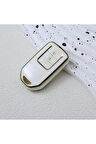 Honda Civic FK7 Exclusive Anahtarsız Çalıştırma Beyaz-Gold Anahtar Kılıfı