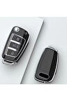 Audi A1 A3 A4 A6 A7 Q2 Q3 Q5 Siyah-Silver Anahtar Kılıfı