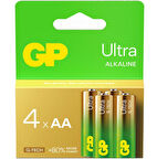 GP Batteries G-TECH Ultra Alkalin Kalem LR6 - AA Boy 1.5V Pil 4'lü Kart