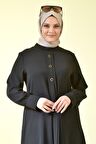 Kadın Büyük Beden Tesettür Tunik Düğmeli Ayrobin Kumaş