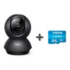 TP-Link Tapo C211, 2K 3MP İç Mekan Wi-Fi Güvenlik Kamerası, Hareket Tespit ve Takibi, 360°, 9m Gece Görüşü, Çift Yönlü Sesli İletişim, Sesli Alarm, Bulut/Yerel Depolama, Bebek Ağlaması Tespiti + Kioxia 64GB Exceria Micro Sdxc “