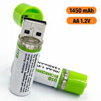 BUFFER® USB Şarjlı 1450mAh AA 1.2V Lityum Kalem Pil – 2’li Set, Tekrar Şarj Edilebilir Uzun Ömürlü D