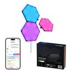 Nanoleaf Altıgen Akıllı RGBW Duvar Paneli Genişletme Paketi App Kontrollü, 3 Parça, Siyah, Google Home, Alexa, Razer Chroma, Apple Home Destekli