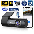 Kawa D6 3K 1620P WDR WiFi 145° Geniş Açı Lens Araç Kamerası + 32GB Hafıza kartı