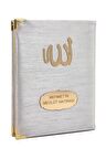 10 ADET - Şantuk Kumaş Kaplı Yasin Kitabı - Çanta Boy - İsme Özel Plakalı - Gri Renk - İslami Hediyeler