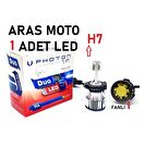 Motosiklet H7 Photon Fanlı Xenon Led Ampül 12-24 V (Duo Soğutucu Fanlı Model) 1 ADET-ARAS MOTO