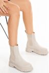 Kadın Ander Krem Yandan Lastikli Kalın Taban Günlük Bot 2301
