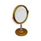 TAŞ SAPLI YUVARLAK 7 İNÇ= ÇAP:17.5CM MAKYAJ AYNASI ÇİFT TARAFLI BRONZ - GÜMÜŞ PLS.ÇERÇEVE SABİT AYAK (4915)