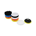 115 Mm  11pcs Polisaj Sünger Seti 8 Ad. 115mm Sünger- 1 Polisaj Ped -1 M14 Adaptör - 1 Cırtlı Disk Taban (4915)
