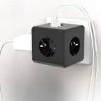Isıya Dayanıklı Termal Akım Korumalı ve Çocuk Korumalı 3 Priz Girişli 3 USB Girişli Küp Priz (4915)
