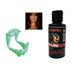 Fosforlu Çift Damak Takma Vampir Dişi Ve 50 Gr Tiyatro Kanı (4915)