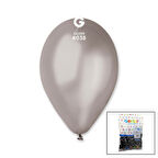 GM-110-38 METALİK - GÜMÜŞ BALON 11&amp;apos;&amp;apos; - 28CM - 100 PARÇA (4915)