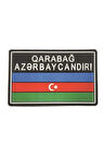 Single Sword Karabağ Azerbaycanındır Yazılı Azerbaycan Bayrağı Plastik Patch SİYAH