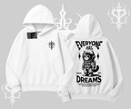 Everyone Has Dreams Yazılı Astronot Kedi Arka Baskılı Kapşonlu Sweatshirt