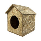 Reyo Kedi Evi Dış Ortam Uygun Ahşap Kedi Evi OSB 40x35x30 cm - CAT16