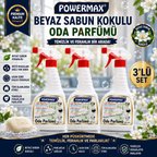 POWERMAX Beyaz Sabun Kokulu Oda Parfümü 600 ml x3 Set Ortam Kokusu Uzun Süre Kalıcı Ferahlık