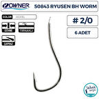 Owner 50843 Ryusen BH Worm Tırnaklı İğne #2/0 (6 Adet) Beyaz