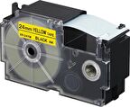 Casio XR-24YW1 Etiket Yazıcısı Kartuşu Sarı Zemin Üzerine Siyah Baskı 24MM Yükseklik - 8 Metre Uzunl