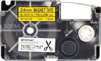 Casio XR-24JYW Manyetik Etiket Kartuşu Sarı Zemin Üzerine Siyah Baskı 24MM Yükseklik -1,5 Metre