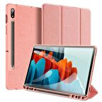 Polham Samsung Galaxy Tab S7FE (T730-T736B) Standlı Tablet Kılıfı, Kalem Yerli Katlanabilir Kılıf