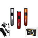 Saç Sakal Kesme Tıraş Makinesi Ayarali Tarak - Kirmizi-Turuncu-Gri Gövde (4987)