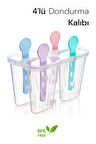 4 Bölmeli Dondurma Kalıbı ve Çubukları - BPA Free | 7,5 x 5,5 x 3 cm
