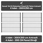 KONAK TEL 200 X 250 TAKIM PANEL (4 ADET PANEL ÇİT DİREĞİ VE 4 ADET PANEL ÇİTİ ANTRASİT)