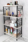  Çevir Kur Kolay Kurulum 4 Katlı Banyo Rafı | Metal Telli Çok Amaçlı Organizer Dolap Stand Raf