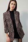 Relax Fit Leopar Desenli Blazer Ceket