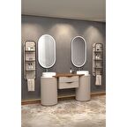 LOTUS DUO 150 CM BEYAZ LAVABOLU BANYO DOLABI  VİZON - RAF MODÜL DAHİL