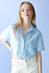 DeFacto Coool Oversize Geniş Kalıp Cep Detaylı Crop Kısa Kollu Gömlek C0739AX24SPBE196