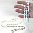 Tesbihane Kararmaz Metal Su Damlası Püsküllü Arpa Kesim Bilek Boy Deve Kemiği Tesbih