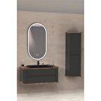 PIER 100 CM SİYAH LAVABOLU BANYO DOLABI ANTRASİT / KAYIN - BOY DOLAP DAHİL