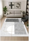Gri Dijital Baskı Halı Kaymaz Tabanlı Yıkanabilir Halı Yolluk Salon Halısı 1762
