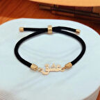 Osmanlı Motifli Aşk Yazılı ve Zarif 14 Ayar Altın Plakalı Özel Bileklik