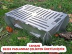 LAZER TAMAMI PASLANMAZ ÇELİK MANGAL PORTATİF PRATİK KATLANABİLİR 41X25 CM