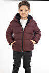 Erkek Çocuk Polarlı Kapüşonlu Su Geçirmez Rüzgara Dayanıklı Cepli Şişme Kışlık Mont